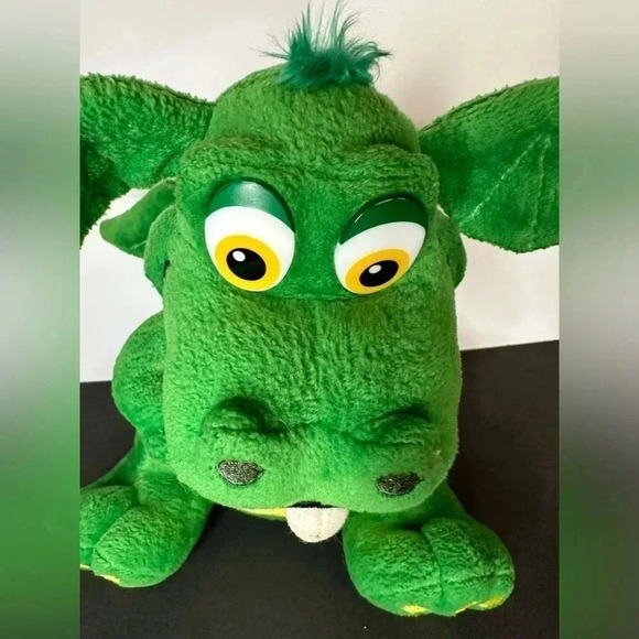 Aurora Green Dragon Plush Stuffed Animal Yellow Eyes Belly Wings Tooth - Picture 10 of 11